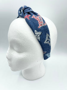 The Kate Knotted Headband - Navy Dot