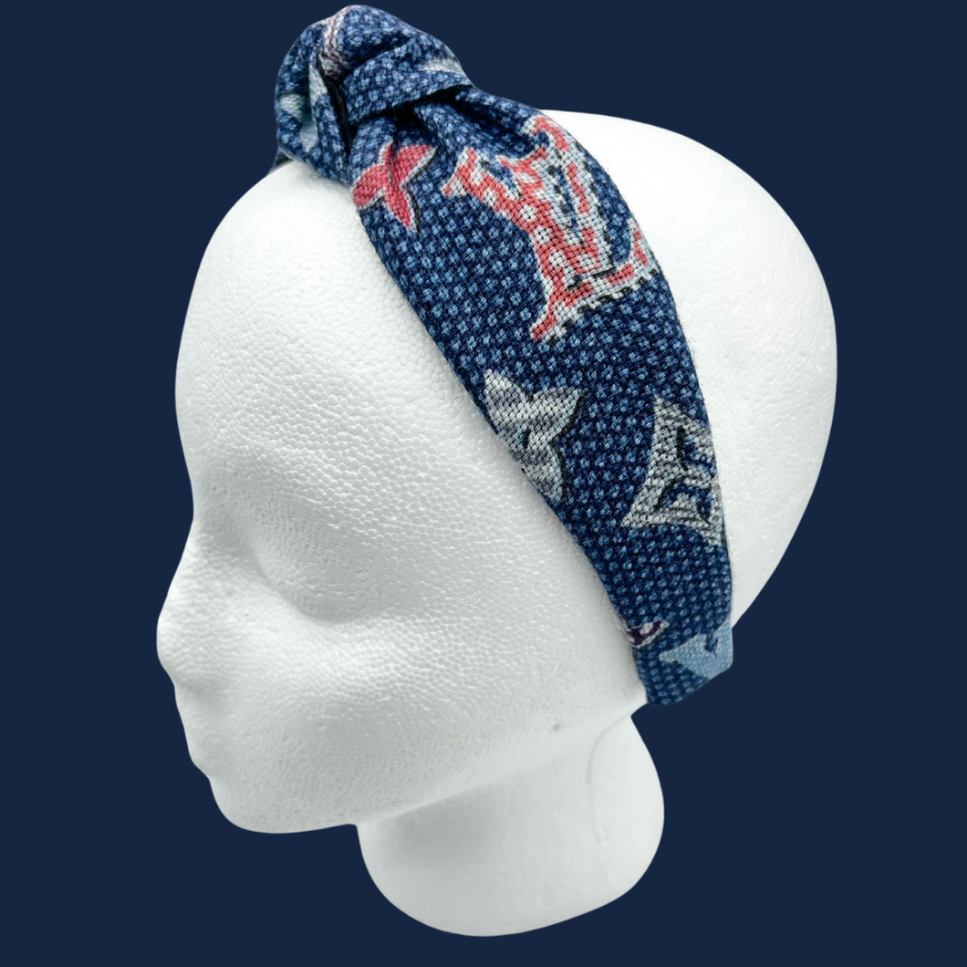 The Kate Knotted Headband - Navy Dot