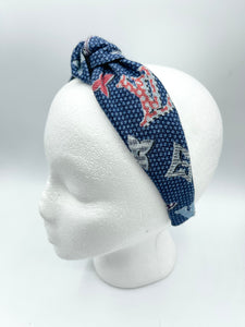 The Kate Knotted Headband - Navy Dot