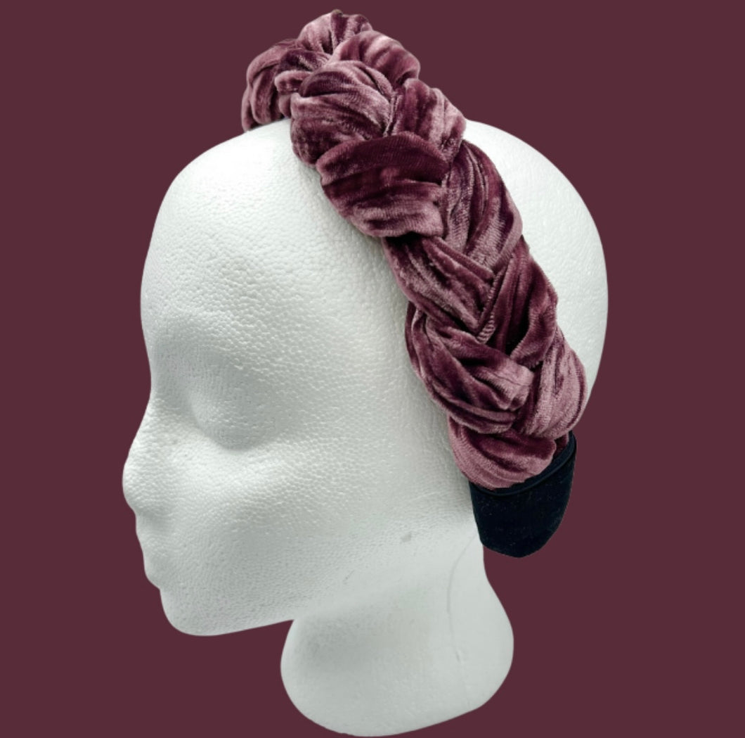 Purple Velvet Braided Headband