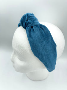 The Kate Blue Velvet Knotted Headband