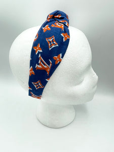 The Kate Knotted Headband - Navy & Orange