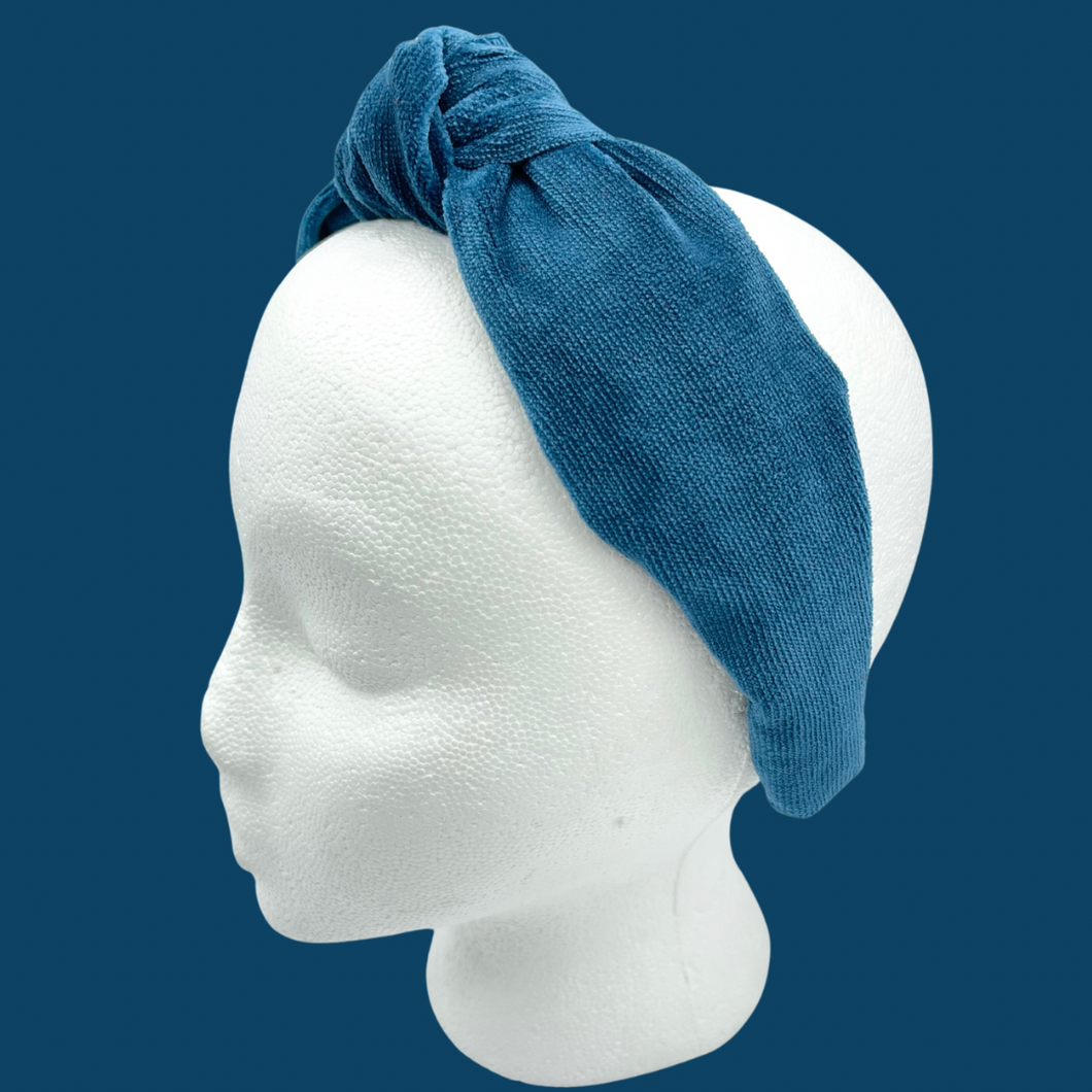 The Kate Blue Velvet Knotted Headband