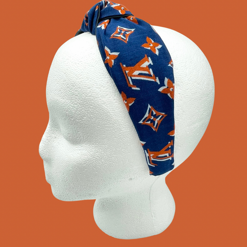 The Kate Knotted Headband - Navy & Orange