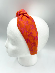 The Kate Knotted Headband - Orange and Pink