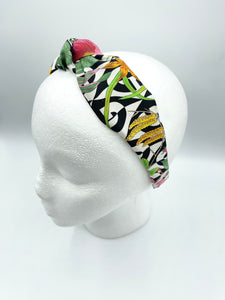 The Kate Knotted Headband - Floral Black & White