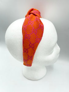 The Kate Knotted Headband - Orange and Pink