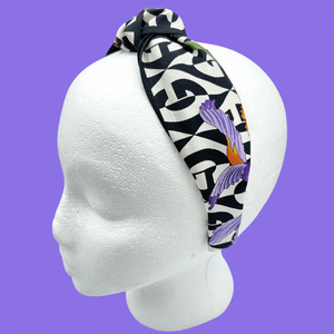 The Kate Knotted Headband - Floral Black & White