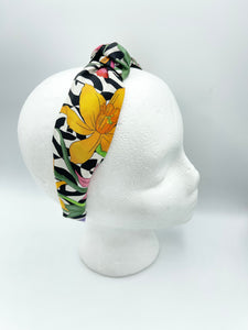 The Kate Knotted Headband - Floral Black & White