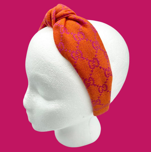 The Kate Knotted Headband - Orange and Pink