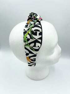 The Kate Knotted Headband - Floral Black & White