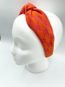 The Kate Knotted Headband - Orange and Pink
