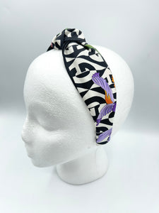 The Kate Knotted Headband - Floral Black & White