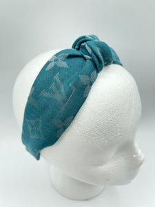 The Kate Knotted Headband- Dark Turquoise Metallic