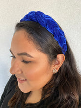 Load image into Gallery viewer, Basic Royal Blue Velvet Braided Headband