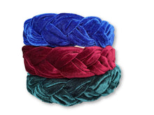 Load image into Gallery viewer, Basic Royal Blue Velvet Braided Headband