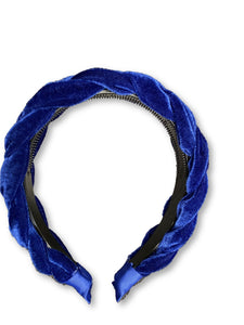 Basic Royal Blue Velvet Braided Headband