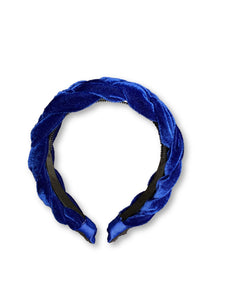 Basic Royal Blue Velvet Braided Headband
