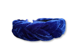 Basic Royal Blue Velvet Braided Headband