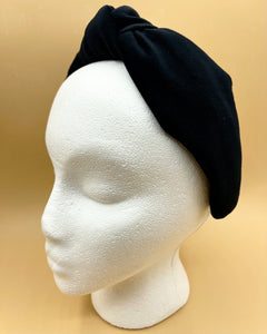 The Kate Black Velvet Knotted Headband