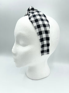 The Kate Knotted Headband - Black Gingham