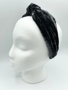 The Kate Charcoal Velvet Knotted Headband