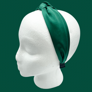The Kate Knotted Headband - Green Satin