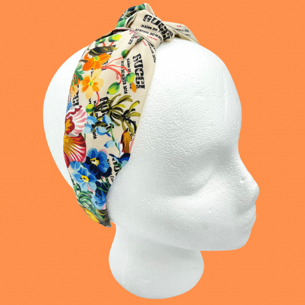 The Kate Knotted Headband - Floral Logo