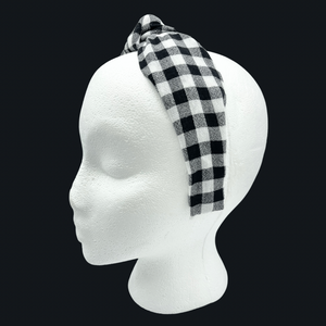 The Kate Knotted Headband - Black Gingham