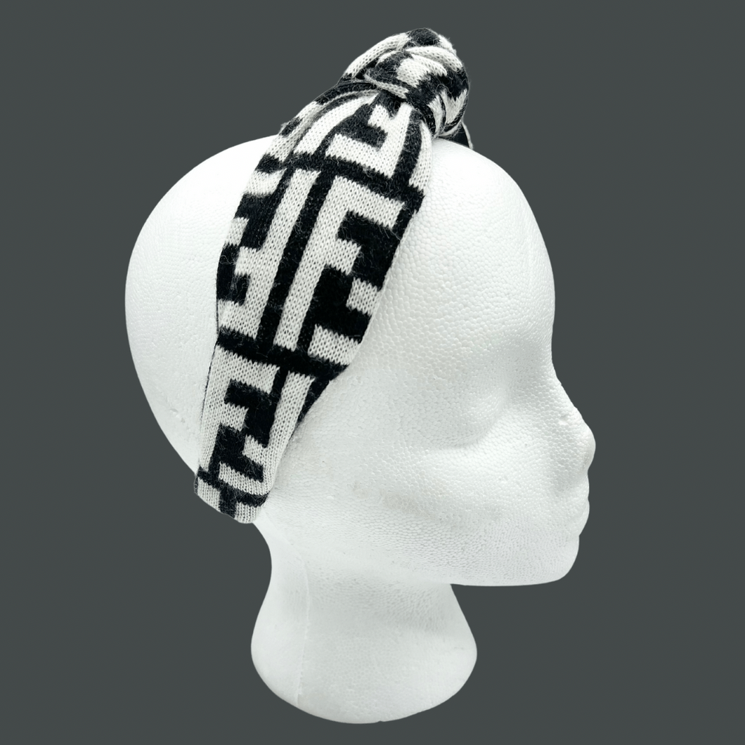 The Kate Knotted Headband - Black & White