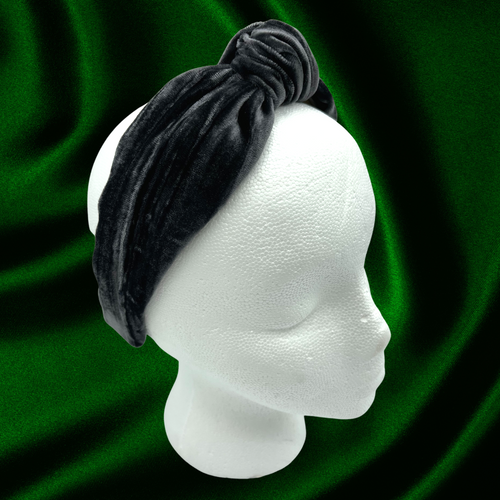 The Kate Charcoal Velvet Knotted Headband