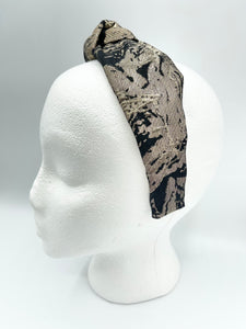 The Kate Black Jacquard Knotted Headband