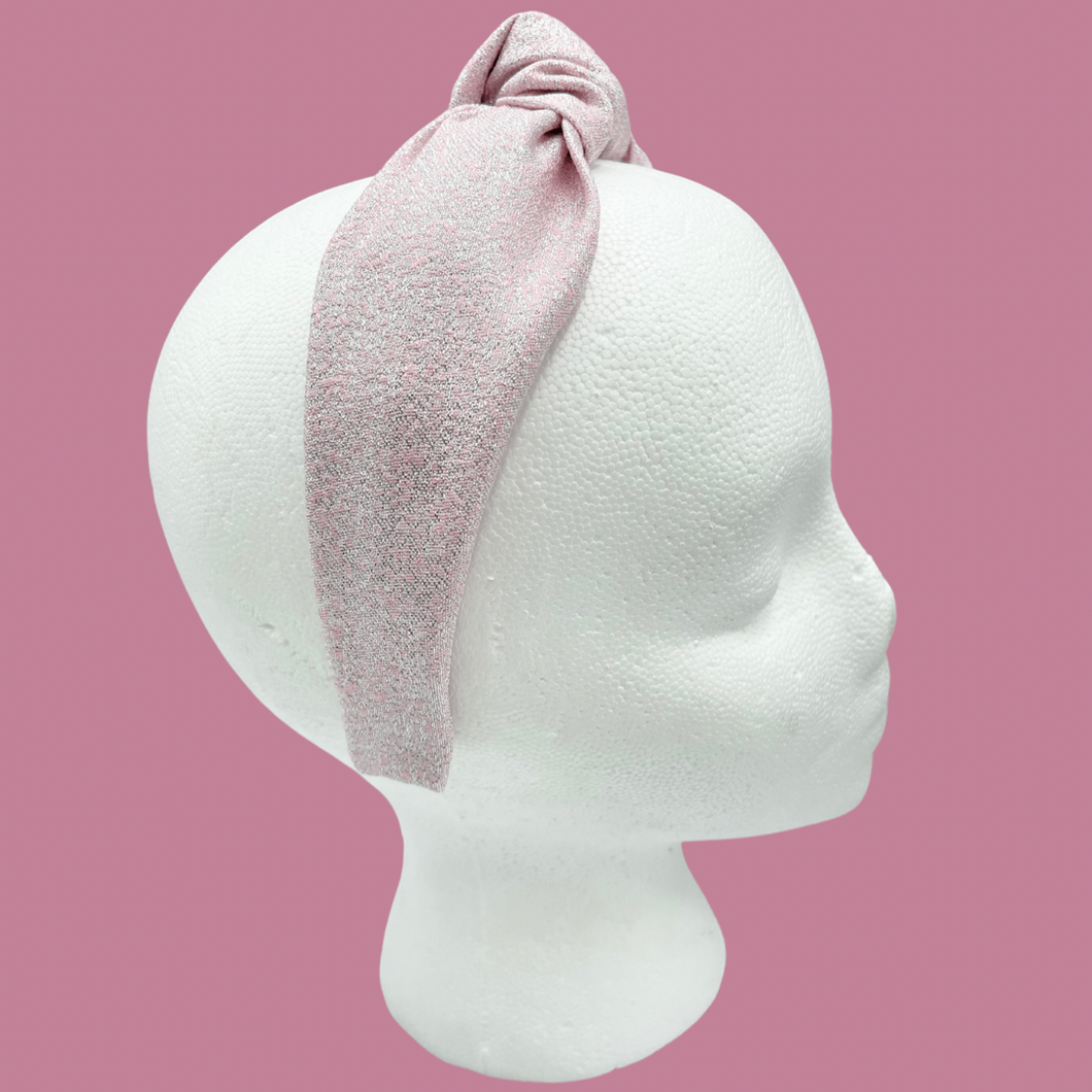 The Kate Knotted Headband - Pink Glitter