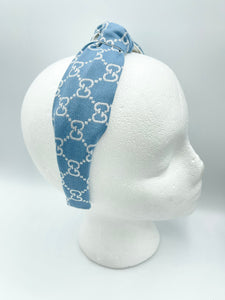 The Kate Knotted Headband - Blue & Silver