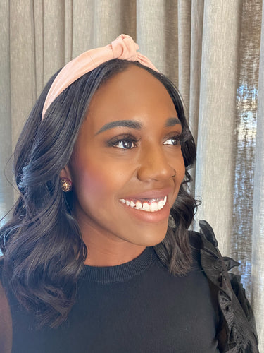 The Kate Pink Linen Knotted Headband