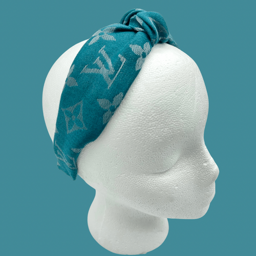 The Kate Knotted Headband- Dark Turquoise Metallic