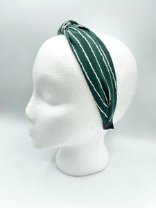 The Kate Knotted Headband - Green Stripes