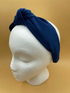 The Kate Navy Velvet Knotted Headband