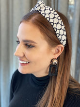 Load image into Gallery viewer, The Kate White Windowpane Knotted Headband