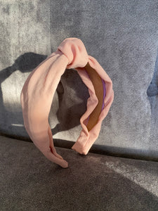 The Kate Pink Linen Knotted Headband