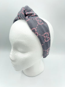 The Kate Knotted Headband - Gray & Pink