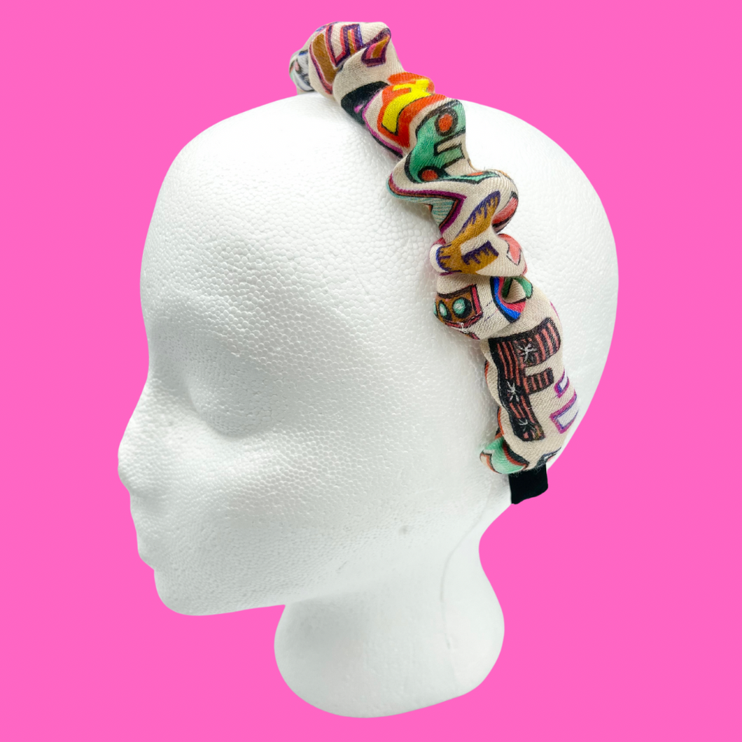 The Valentina Crinkle Headband in Multi Logo