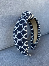 Load image into Gallery viewer, The Kate Navy Windowpane Knotted Headband