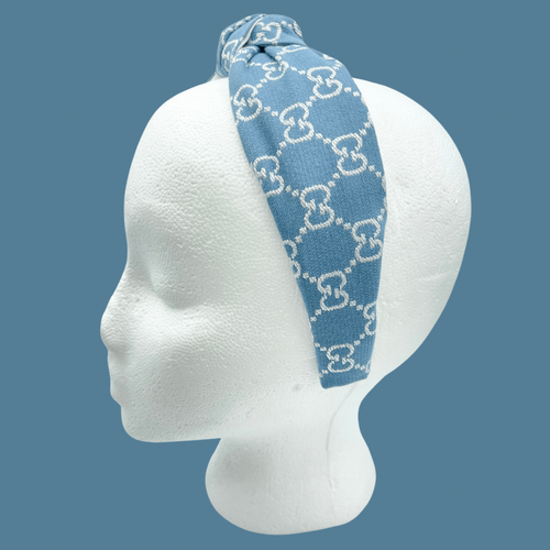 The Kate Knotted Headband - Blue & Silver