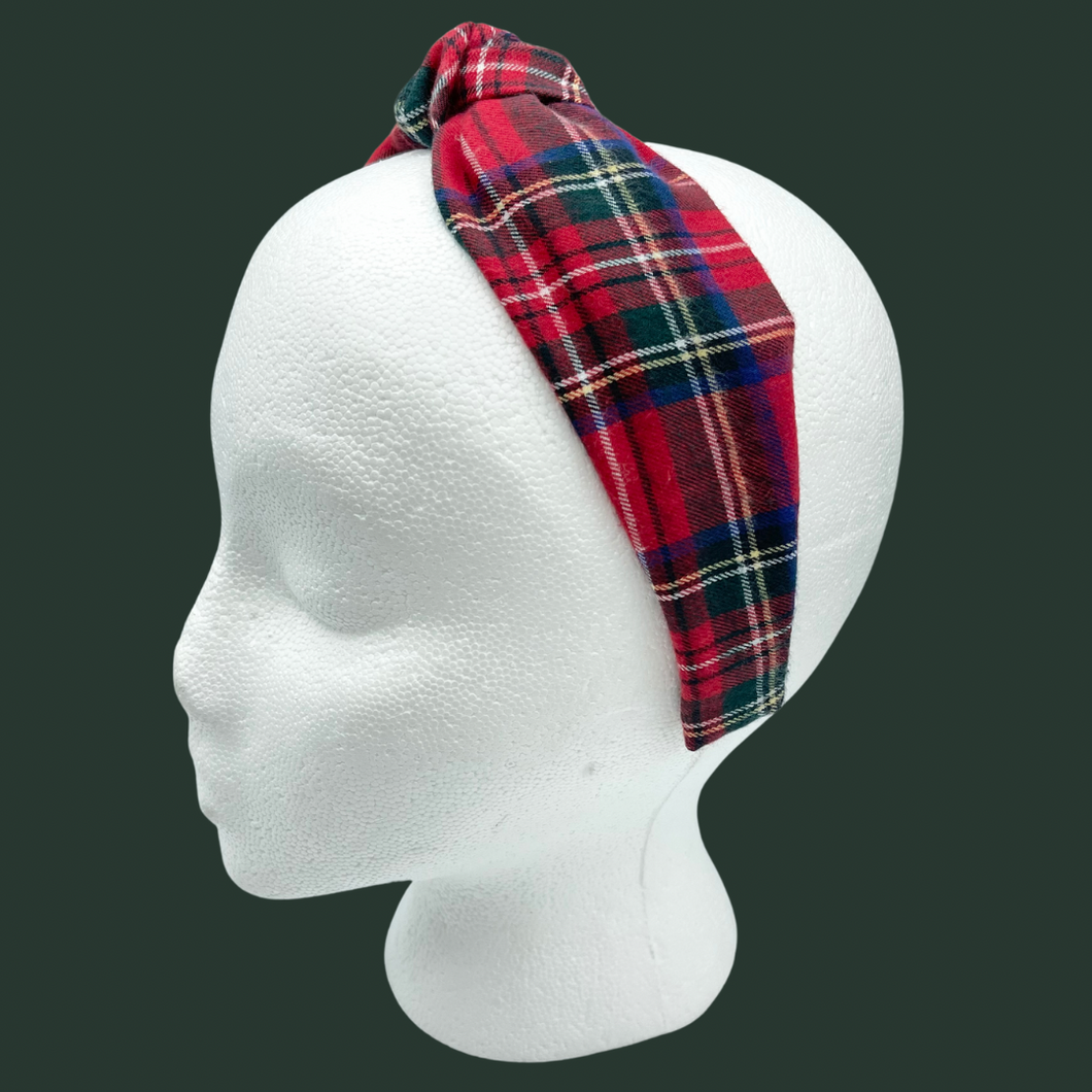 The Kate Knotted Headband - Holiday Plaid