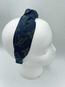 The Kate Knotted Headband - Navy & Gold