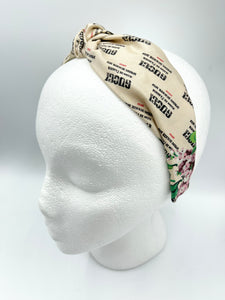 The Kate Knotted Headband - Floral Logo