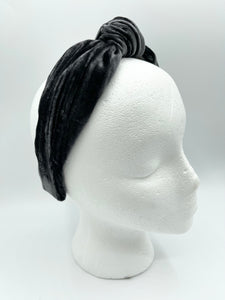 The Kate Charcoal Velvet Knotted Headband