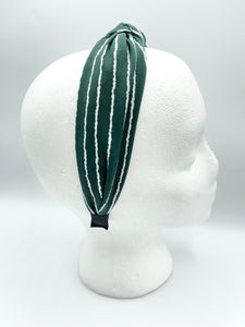 The Kate Knotted Headband - Green Stripes