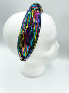 The Kate Knotted Headband - Bright Seqins